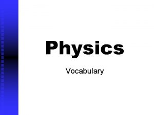 Physics Vocabulary force na push or pull that