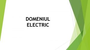 DOMENIUL ELECTRIC DOMENIUL ELECTRIC FILIERA TEHNOLOGICA Plan de