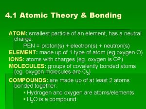 4 1 Atomic Theory Bonding ATOM smallest particle