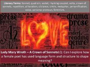 Literary Terms Sonnet quatrain sestet rhyming couplet volta