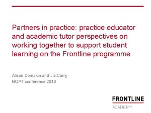 Partners in practice practice educator and academic tutor