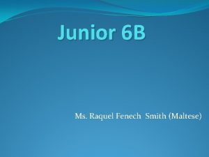 Junior 6 B Ms Raquel Fenech Smith Maltese