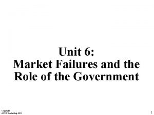 Unit 6 Market Failures and the Role of