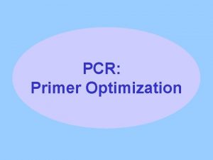 PCR Primer Optimization PCR is a Competitive Reaction