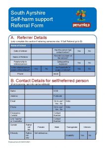 South Ayrshire Selfharm support Referral Form A Referrer