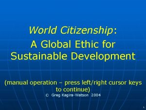 World Citizenship A Global Ethic for Sustainable Development