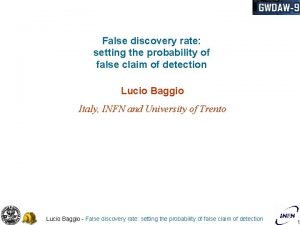 False discovery rate setting the probability of false