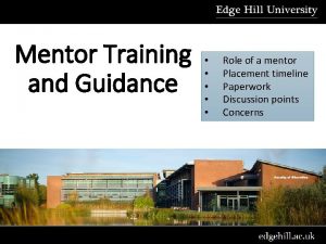 Mentor Training and Guidance Role of a mentor