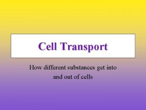 Cell Transport How different substances get into and