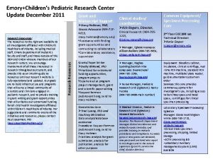 EmoryChildrens Pediatric Research Center Update December 2011 Grant