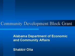 Community Development Block Grant Alabama Department of Economic