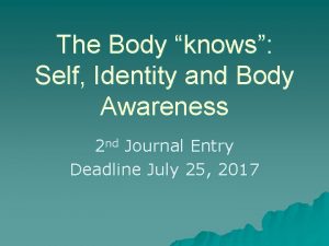 The Body knows Self Identity and Body Awareness