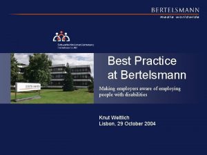 Best Practice at Bertelsmann Making employers aware of