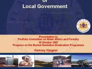 of Local Government Presentation to Portfolio Committee on