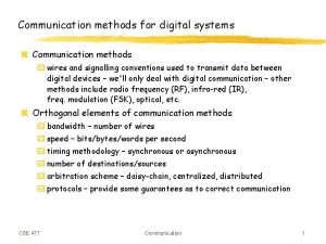 Communication methods for digital systems z Communication methods