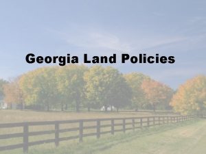 Georgia Land Policies Georgia Land Policies Georgia Performance