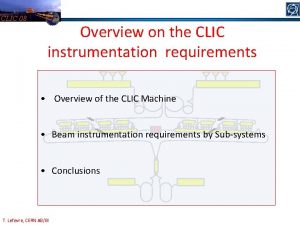 CLIC 08 Overview on the CLIC instrumentation requirements