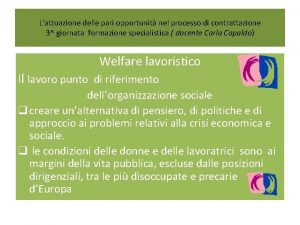 Lattuazione delle pari opportunit nel processo di contrattazione