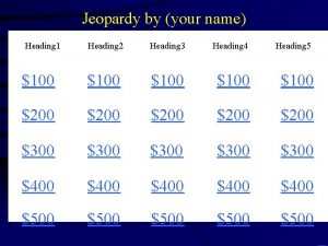 Jeopardy by your name Heading 1 Heading 2