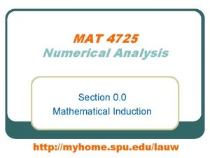 MAT 4725 Numerical Analysis Section 0 0 Mathematical