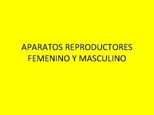 APARATOS REPRODUCTORES FEMENINO Y MASCULINO Aparato Reproductor Femenino
