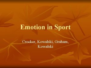 Emotion in Sport Crocker Kowalski Graham Kowalski Definitions