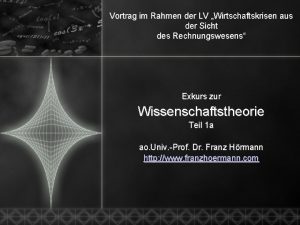 Vortrag im Rahmen der LV Wirtschaftskrisen aus der