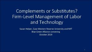 Complements or Substitutes FirmLevel Management of Labor and