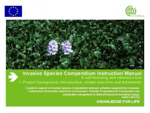Invasive Species Compendium Instruction Manual A selfteaching and
