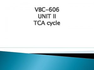 VBC606 UNIT II TCA cycle Citric Acid cycle