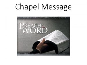 Chapel Message How Can A Loving God Send