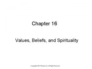 Chapter 16 Values Beliefs and Spirituality Copyright 2017