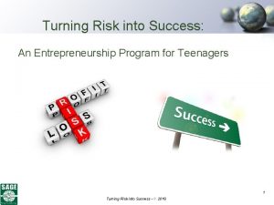 Turning Risk into Success An Entrepreneurship Program for