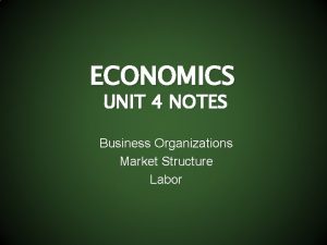 ECONOMICS UNIT 4 NOTES Business Organizations Market Structure