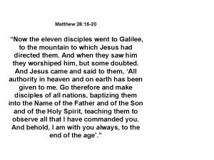 Matthew 28 16 20 Now the eleven disciples