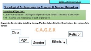 Date 11 February 2022 Sociological Explanations for Criminal