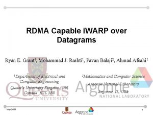 RDMA Capable i WARP over Datagrams Ryan E