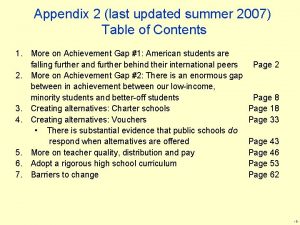 Appendix 2 last updated summer 2007 Table of