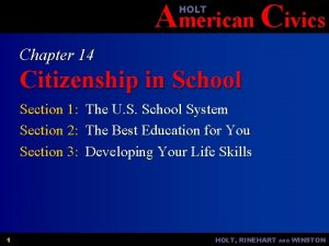 American Civics HOLT Chapter 14 Citizenship in School