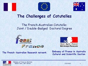 The Challenges of Cotutelles The FrenchAustralian Cotutelle Joint