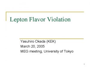 Lepton Flavor Violation Yasuhiro Okada KEK March 20