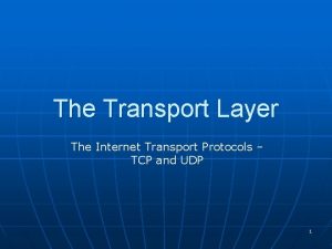 The Transport Layer The Internet Transport Protocols TCP