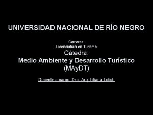 UNIVERSIDAD NACIONAL DE RO NEGRO Carreras Licenciatura en