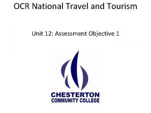 OCR National Travel and Tourism Unit 12 Assessment