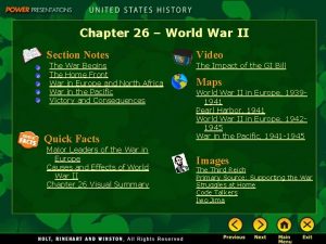 Chapter 26 World War II Section Notes The