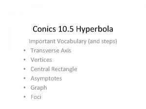 Conics 10 5 Hyperbola Important Vocabulary and steps