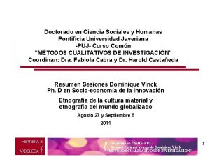 Doctorado en Ciencia Sociales y Humanas Pontificia Universidad