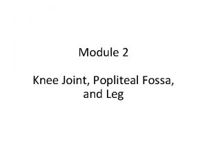 Module 2 Knee Joint Popliteal Fossa and Leg