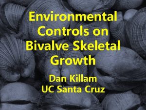 Environmental Controls on Bivalve Skeletal Growth Dan Killam