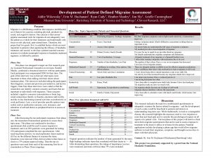 Development of Patient Defined Migraine Assessment Addie 1